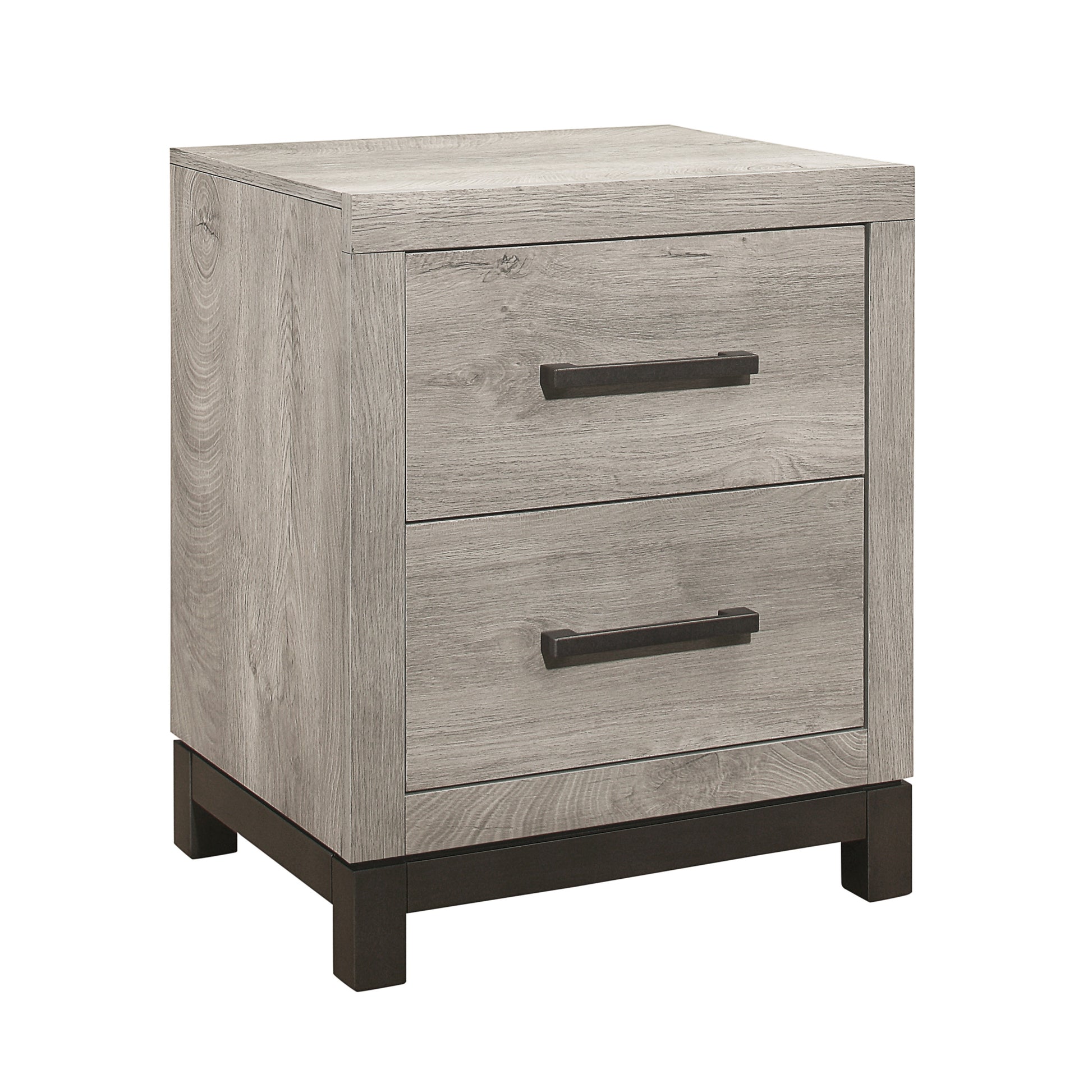 Attractive Gray Finish 1Pc Nightstand Of 2X Drawers Metal Bar Hardware Premium Melamine Board Wooden Bedroom Furniture Light Gray 2 Drawers Bedroom Wood