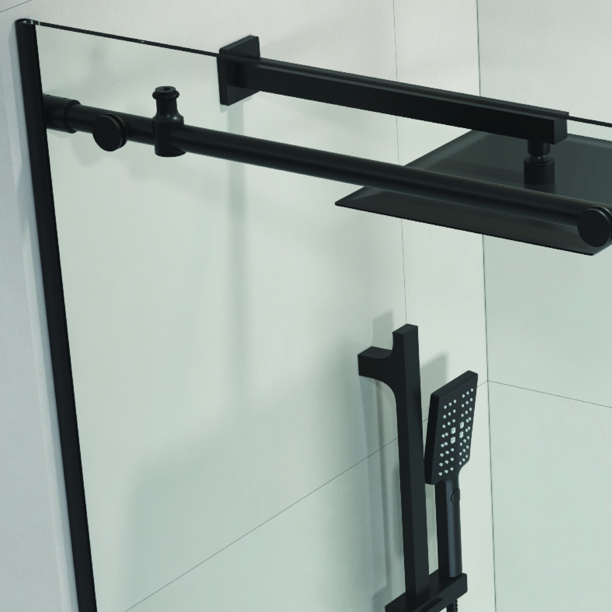 60 In. W X 76 In. Hsliding Frameless Shower Door In Matte Black With Clear Glass Matt Black Glass