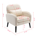 Accent Chair, Kd Solid Wood Legs With Black Painting. Fabric Cover The Seat. With A Cushion. Cream Foam Solid Wood