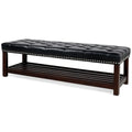 Wooden Base Upholstered Bench For Bedroom For Entryway Black Pu