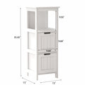 Bathroom Floor Cabinet With 2 Drawers And 1 Storage Shelf,Freestanding Wood Storage Organizer Cabinet White White Mdf