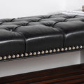 Wooden Base Upholstered Bench For Bedroom For Entryway Black Pu