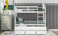 Twin Over Twin Wood Bunk Bed With Trundle And Drawers,White Box Spring Not Required Twin White Wood Bedroom Pine Bunk Pine