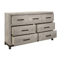 Attractive Gray Finish 1Pc Dresser Of 7X Drawers Metal Bar Hardware Premium Melamine Board Wooden Bedroom Furniture Light Gray 5 Drawers & Above Bedroom Wood