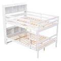 Full Over Full Bunk Beds With Bookcase Headboard, Solid Wood Bed Frame With Safety Rail And Ladder, Kids Teens Bedroom, Guest Room Furniture, Can Be Converted Into 2 Beds, White White Pine