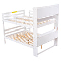 Full Over Full Bunk Beds With Bookcase Headboard, Solid Wood Bed Frame With Safety Rail And Ladder, Kids Teens Bedroom, Guest Room Furniture, Can Be Converted Into 2 Beds, White White Pine