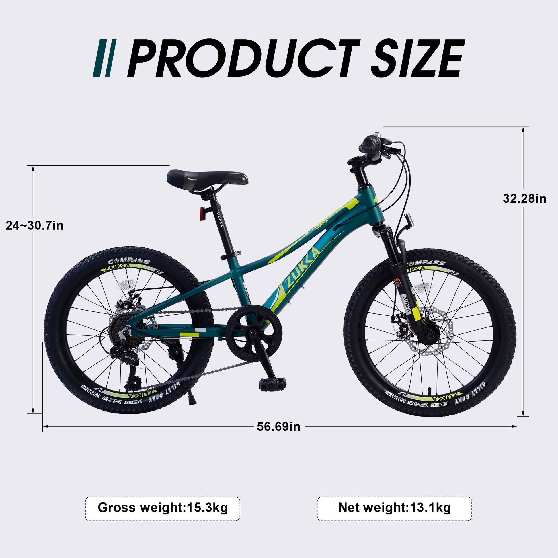 Mountain Bike For Girls And Boys Mountain 20 Inch Shimano 7 Speed Bike Cycling Green Garden & Outdoor Aluminium Alloy