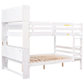 Full Over Full Bunk Beds With Bookcase Headboard, Solid Wood Bed Frame With Safety Rail And Ladder, Kids Teens Bedroom, Guest Room Furniture, Can Be Converted Into 2 Beds, White White Pine