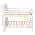 Full Over Full Bunk Beds With Bookcase Headboard, Solid Wood Bed Frame With Safety Rail And Ladder, Kids Teens Bedroom, Guest Room Furniture, Can Be Converted Into 2 Beds, White White Pine