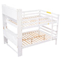 Full Over Full Bunk Beds With Bookcase Headboard, Solid Wood Bed Frame With Safety Rail And Ladder, Kids Teens Bedroom, Guest Room Furniture, Can Be Converted Into 2 Beds, White White Pine