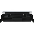 Stylish Functional Tv Stand, 5 Pieces Floating Tv Stand Set, High Gloss Wall Mounted Entertainment Center With 16 Color Led Light Strips For 75 Inch Tv, Black Black Particle Board