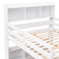 Full Over Full Bunk Beds With Bookcase Headboard, Solid Wood Bed Frame With Safety Rail And Ladder, Kids Teens Bedroom, Guest Room Furniture, Can Be Converted Into 2 Beds, White White Pine