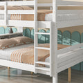 Full Over Full Bunk Beds With Bookcase Headboard, Solid Wood Bed Frame With Safety Rail And Ladder, Kids Teens Bedroom, Guest Room Furniture, Can Be Converted Into 2 Beds, White White Pine