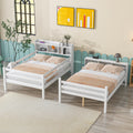 Full Over Full Bunk Beds With Bookcase Headboard, Solid Wood Bed Frame With Safety Rail And Ladder, Kids Teens Bedroom, Guest Room Furniture, Can Be Converted Into 2 Beds, White White Pine