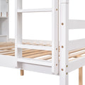 Full Over Full Bunk Beds With Bookcase Headboard, Solid Wood Bed Frame With Safety Rail And Ladder, Kids Teens Bedroom, Guest Room Furniture, Can Be Converted Into 2 Beds, White White Pine