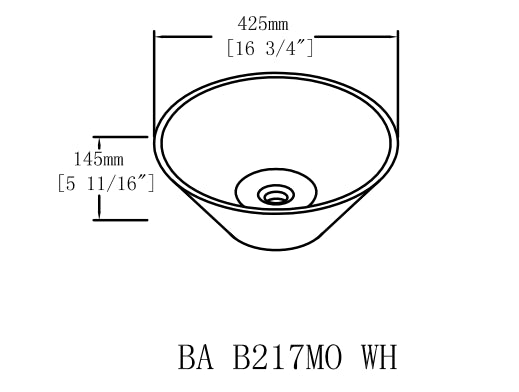 Ceramic Round Above Counter White Bathroom Sink Art Basin Bab217Mowh Gloss White Ceramic