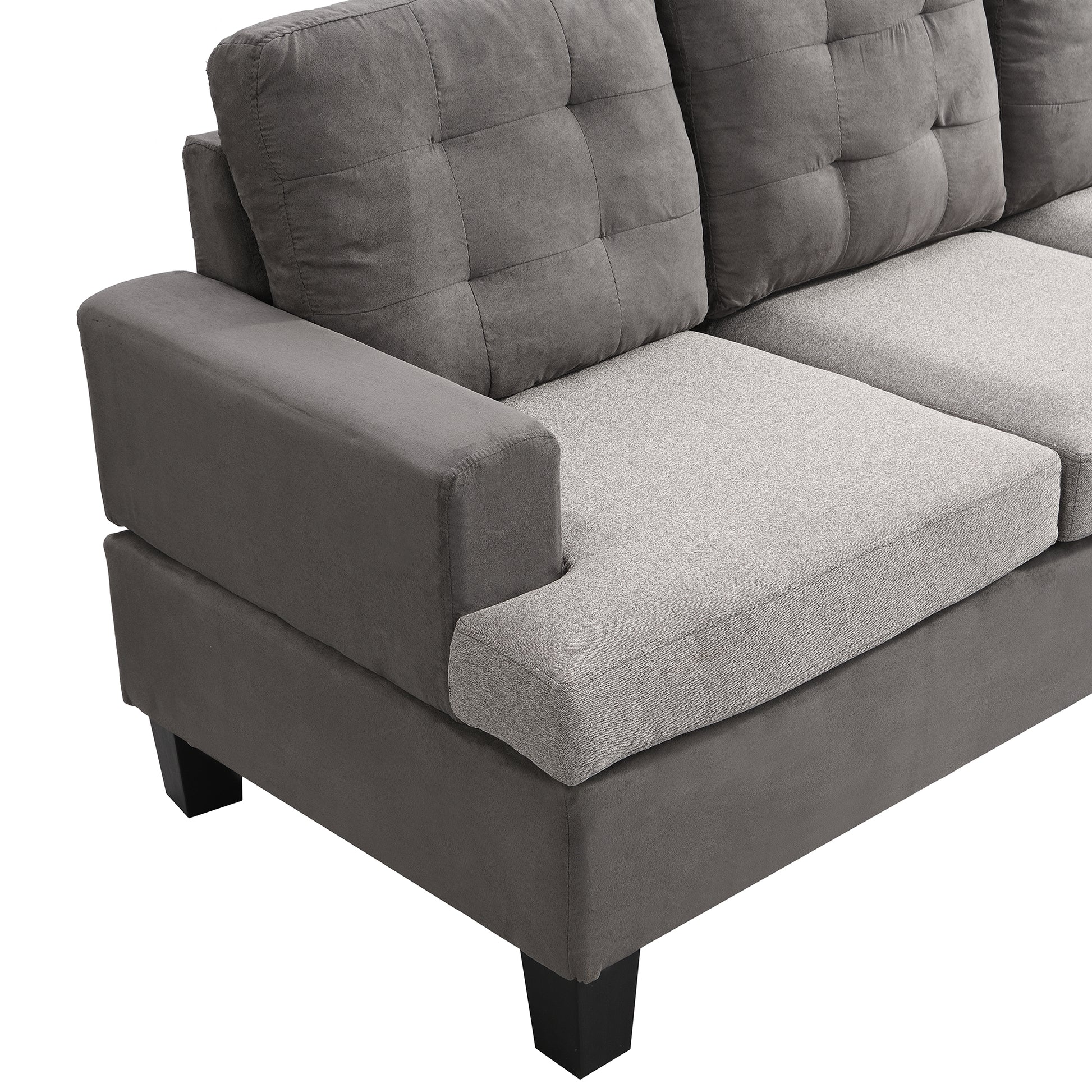 Sofa Set For Living Room With Chaise Lounge And Storage Ottoman Living Room Furniture Gray Grey Fabric