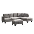 Sofa Set For Living Room With Chaise Lounge And Storage Ottoman Living Room Furniture Gray Grey Fabric