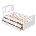 Twin Size Platform Storage Bed Solid Wood Bed With 6 Drawers,White Twin White Solid Wood