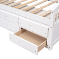 Twin Size Platform Storage Bed Solid Wood Bed With 6 Drawers,White Twin White Solid Wood