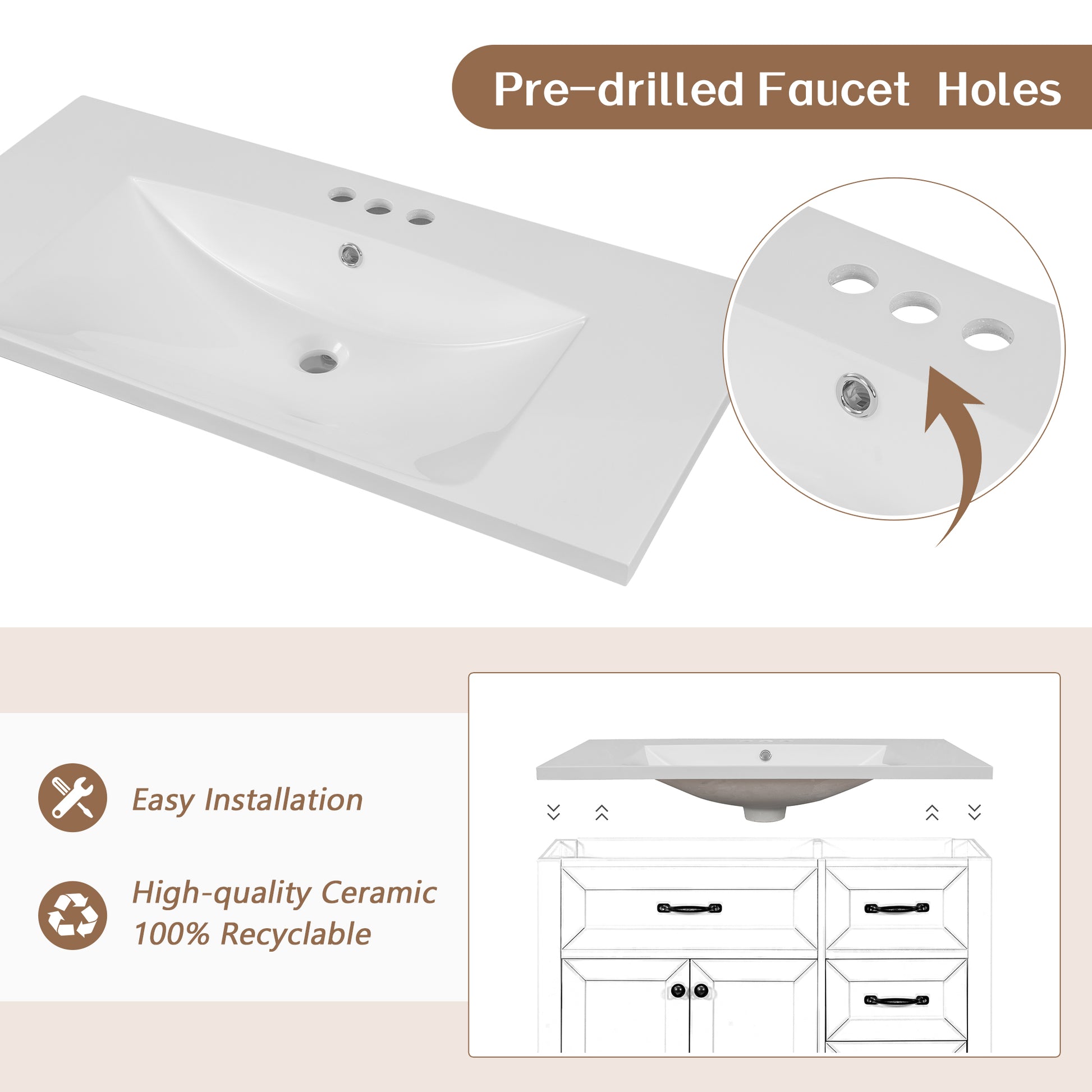 36" Bathroom Vanity With Sink Combo, White Bathroom Cabinet With Drawers, Solid Frame And Mdf Board Old Sku:Jl000007Aak White Solid Wood Mdf