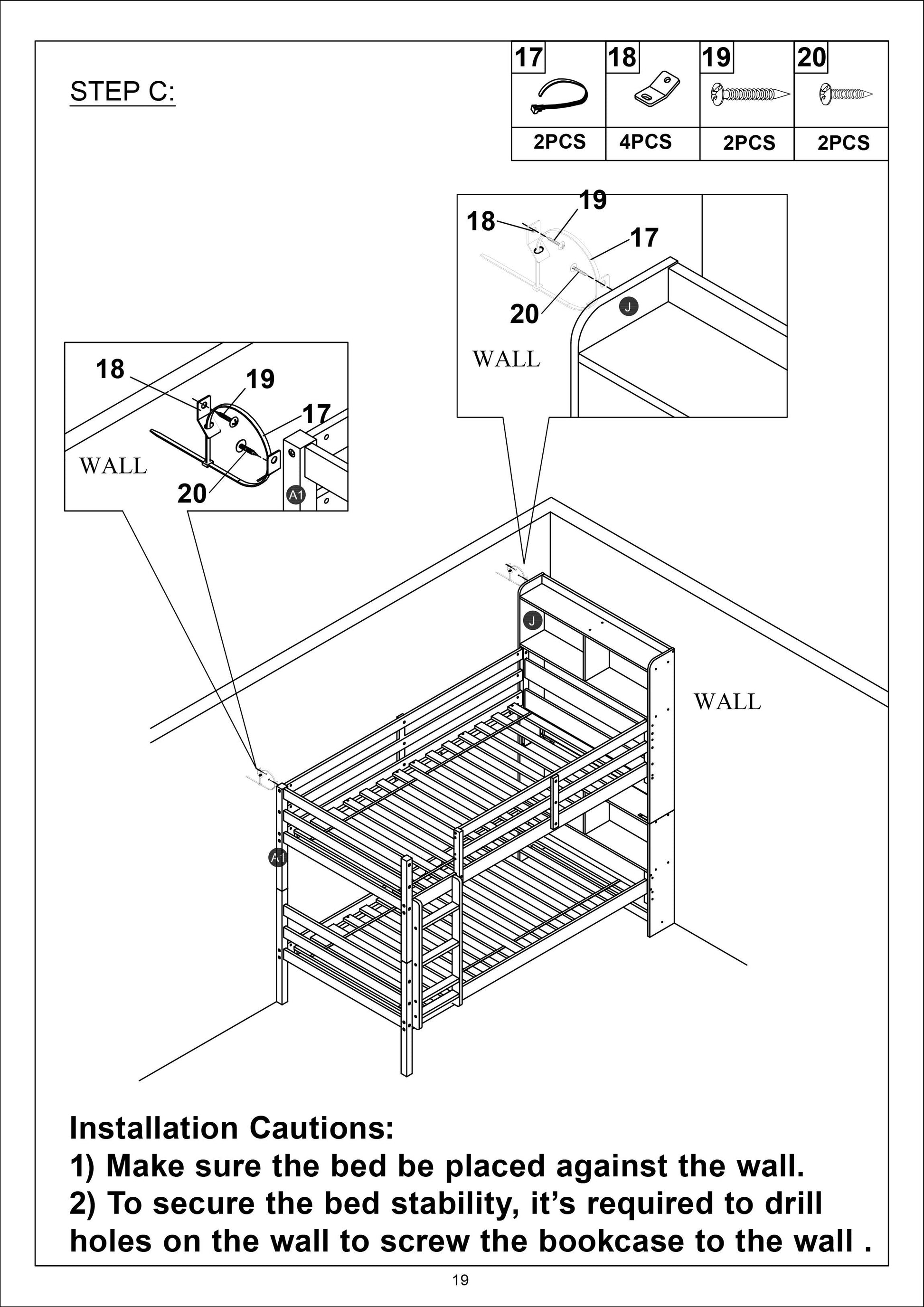 Twin Over Twin Bunk Beds With Bookcase Headboard, Solid Wood Bed Frame With Safety Rail And Ladder, Kids Teens Bedroom, Guest Room Furniture, Can Be Converted Into 2 Beds, Grey Twin Grey Pine