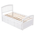 Twin Size Platform Storage Bed Solid Wood Bed With 6 Drawers,White Twin White Solid Wood