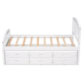 Twin Size Platform Storage Bed Solid Wood Bed With 6 Drawers,White Twin White Solid Wood