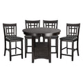 Traditional Design Dark Cherry Finish Counter Height Dining Set 5Pc Table W Extension Leaf And 4 Counter Height Chairs Brown Mix Seats 4 Dining Room Traditional Dining Table With Chair Solid Wood