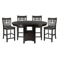 Traditional Design Dark Cherry Finish Counter Height Dining Set 5Pc Table W Extension Leaf And 4 Counter Height Chairs Brown Mix Seats 4 Dining Room Traditional Dining Table With Chair Solid Wood