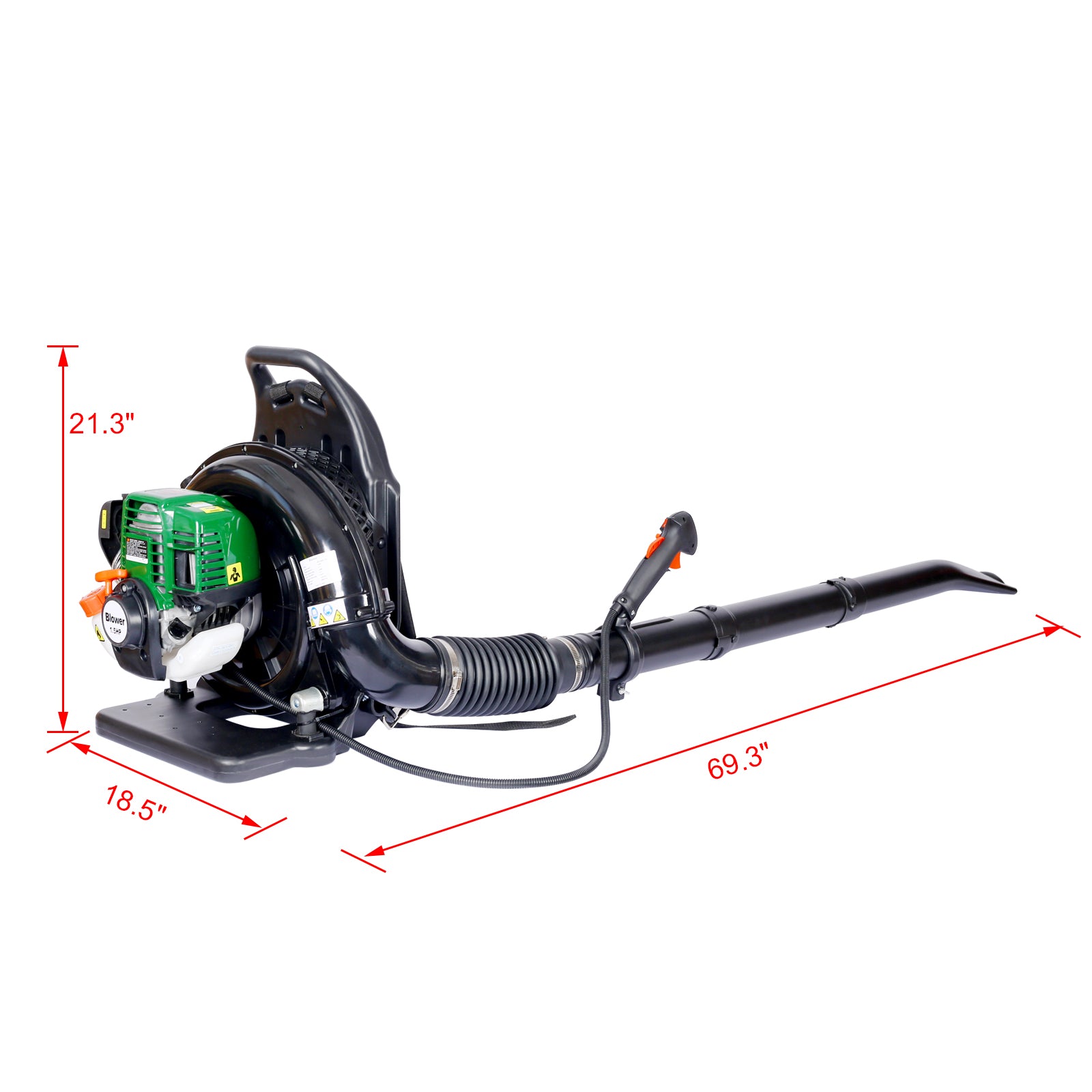 4 Stroke Backpack Leaf Blower,Gas 37.7Cc,1.5Hp 580Cfm ,Super Light Weight 16.5Lbs Green Plastic