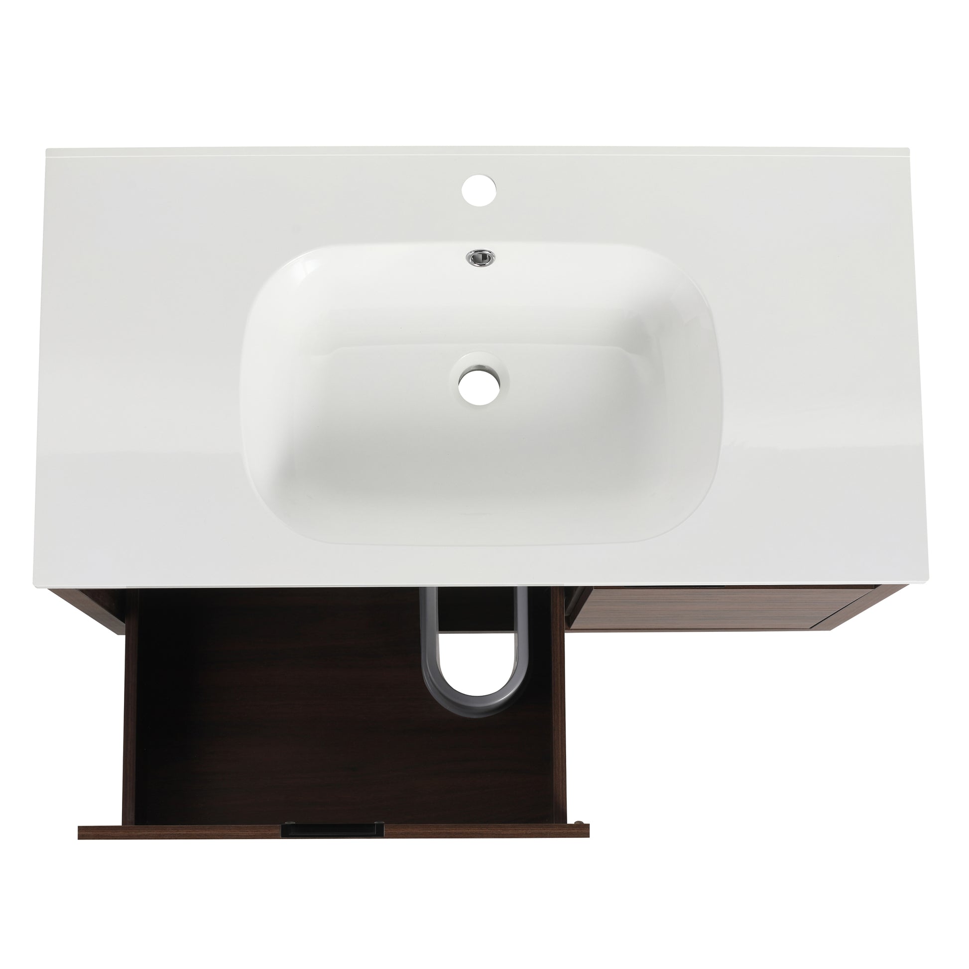 36 Inch Bathroom Vanity With Gel Sink California Walnut Plywood