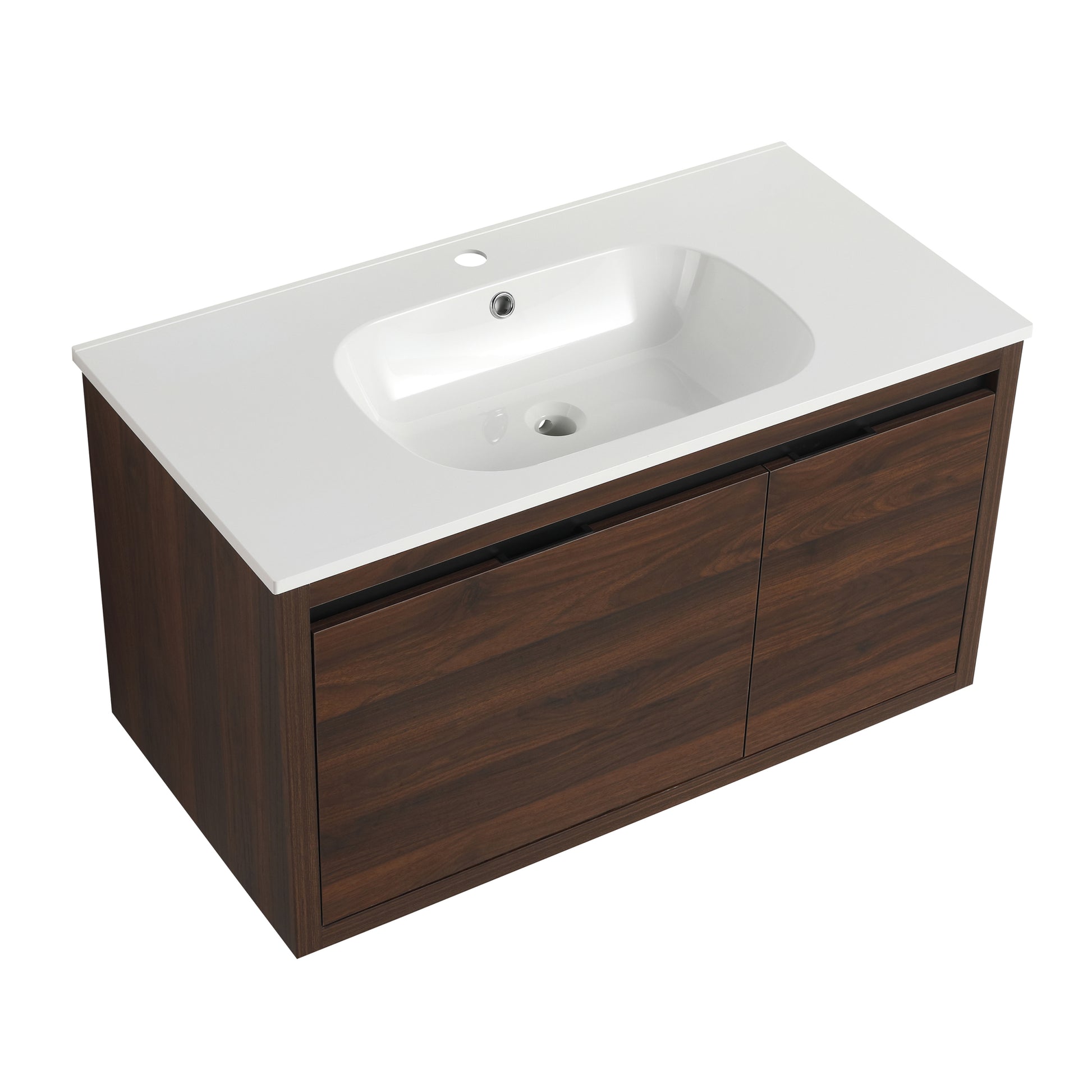 36 Inch Bathroom Vanity With Gel Sink California Walnut Plywood