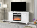Sterling Tv Stand With Electric Fireplace In White White Solid Wood