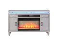Perla Tv Stand With Electric Fireplace In Milky White White Solid Wood