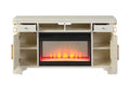 Jasmine Tv Stand With Electric Fireplace In Beige Beige Primary Living Space Modern Acacia Upholstered Wood Electric