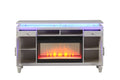 Perla Tv Stand With Electric Fireplace In Milky White White Solid Wood