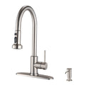 Stainless Steel Pull Down Kitchen Faucet With Soap Dispenser Brushed Nickel Brushed Nickel Stainless Steel