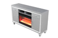 Sterling Tv Stand With Electric Fireplace In Silver Silver Solid Wood