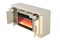 Jasmine Tv Stand With Electric Fireplace In Beige Beige Primary Living Space Modern Acacia Upholstered Wood Electric