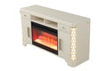 Jasmine Tv Stand With Electric Fireplace In Beige Beige Primary Living Space Modern Acacia Upholstered Wood Electric