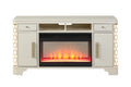 Jasmine Tv Stand With Electric Fireplace In Beige Beige Primary Living Space Modern Acacia Upholstered Wood Electric