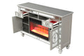 Symphony Tv Stand With Electric Fireplace In Silver Silver Solid Wood