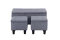 Video Large Storage Ottoman Bench Set, 3 In 1 Combination Ottoman, Tufted Ottoman Linen Bench For Living Room, Entryway, Hallway, Bedroom Support 250Lbs Gray Fabric