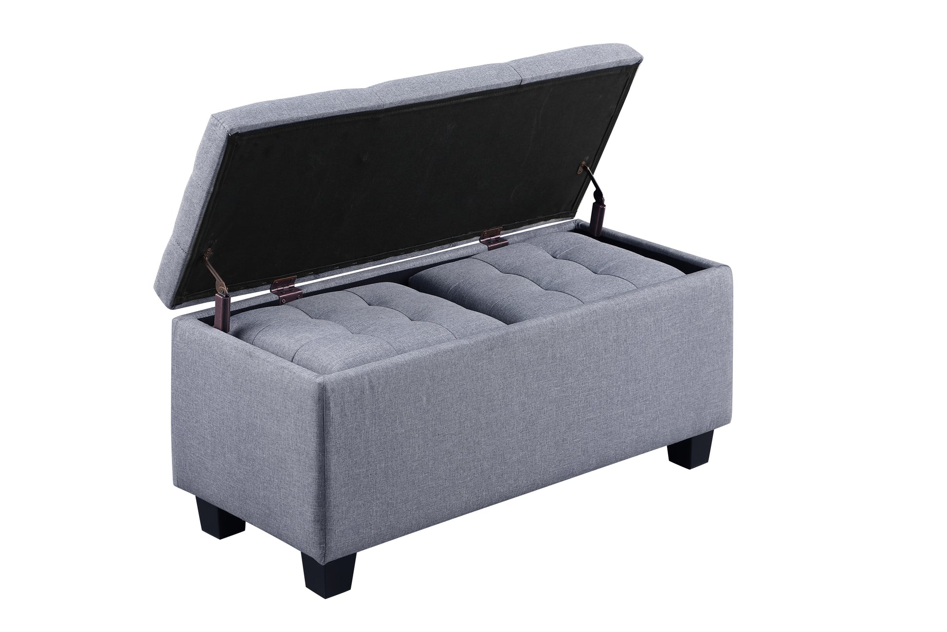 Video Large Storage Ottoman Bench Set, 3 In 1 Combination Ottoman, Tufted Ottoman Linen Bench For Living Room, Entryway, Hallway, Bedroom Support 250Lbs Gray Fabric