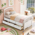 Twin Size Platform Storage Bed Solid Wood Bed With 6 Drawers,White Twin White Solid Wood