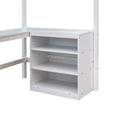 Twin Size Loft Bed With Shelves And Desk, Wooden Loft Bed With Desk White Old Sku:Lt000537Aak Twin White Solid Wood