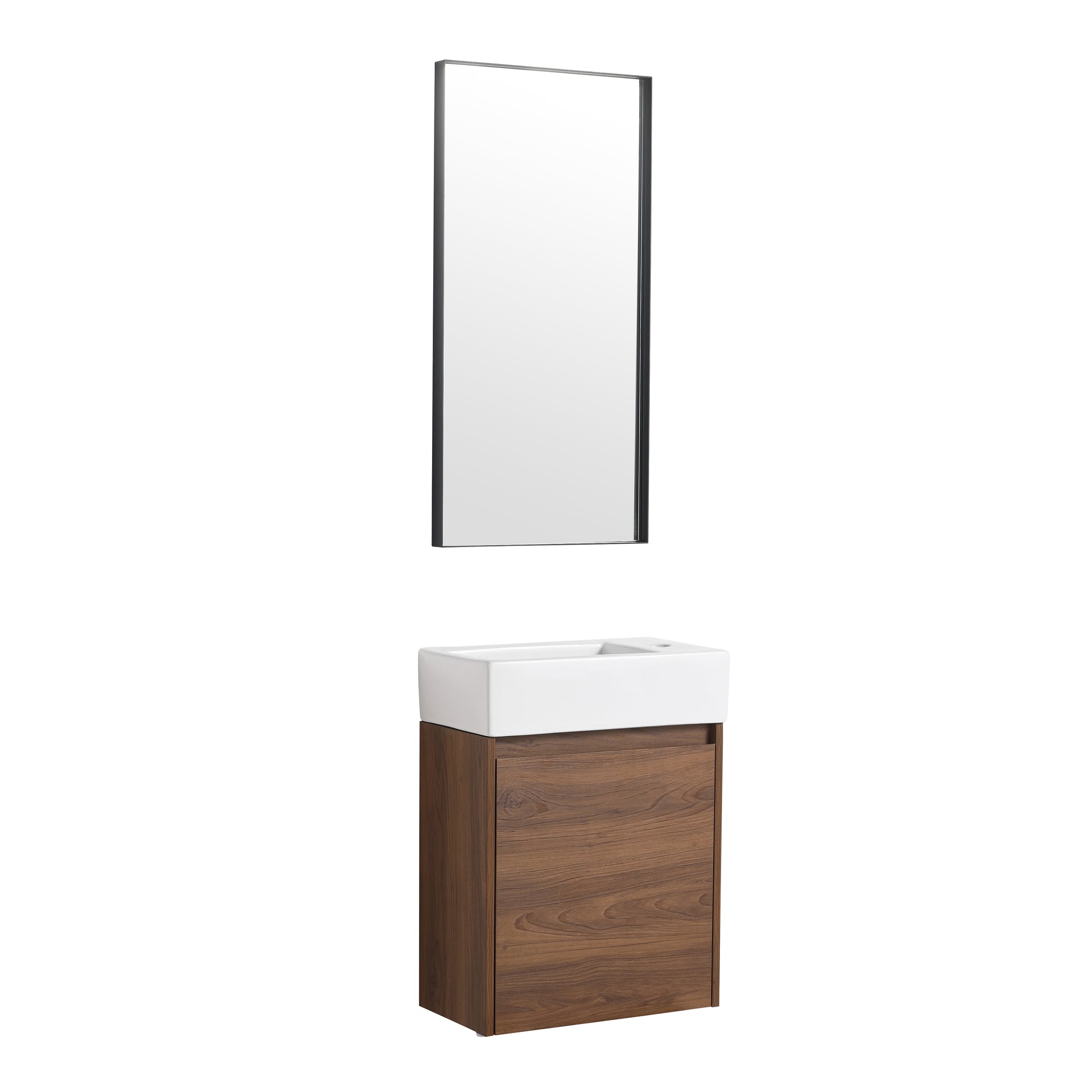 18 Inch Floating Small Bathroom Vanity With Single Sink, Suitable For Small Bathroom Bvb03018Bre Brown Ebony Plywood