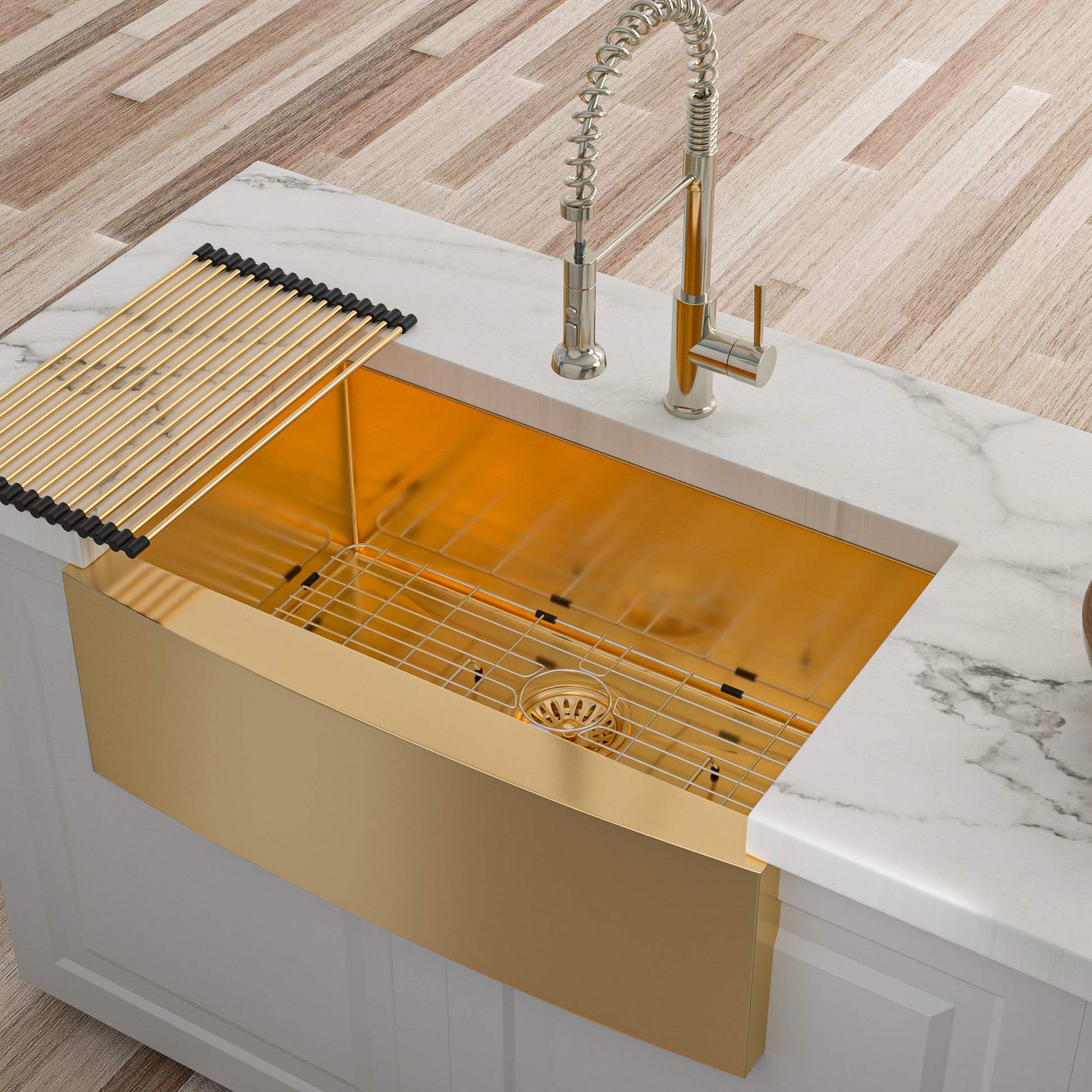 30 Gold Farmhouse Sink 30 Inch Kitchen Sink Stainless Steel 16 Gauge Apron Front Kitchen Sink Gold Stainless Steel