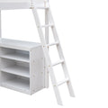 Twin Size Loft Bed With Shelves And Desk, Wooden Loft Bed With Desk White Old Sku:Lt000537Aak Twin White Solid Wood